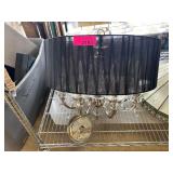 Silver-Toned Chandelier with Black Shade
