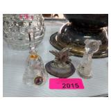 Crystal Bell, Figurine, and Agate Display Lot