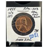 1955-S/S Lincoln Cent RPM-003 Red BU