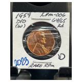 1959-D/D Lincoln Cent DDO RPM in Holder
