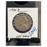 1950-D Jefferson Nickel in Coin Holder