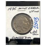 1935 Buffalo Nickel with Mint Error