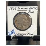 1929-D Mint Error Buffalo Nickel with Rotated Dies