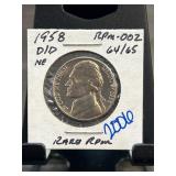 1958-D/D Jefferson Nickel RPM-002 in Holder