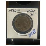 1936-S Buffalo Nickel in VF/EF Condition