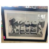 Framed Black-and-White Photograph of Women in Hats