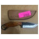 Handcrafted Knife with Wooden Handle and Sheath