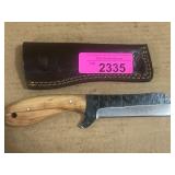 Wood Handle Knife With Leather Sheath