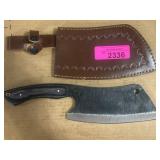Knife with Black Handle and Leather Sheath