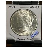 1925 Peace Dollar Graded MS-63 Choice Uncirculated