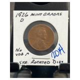 1926 D Lincoln Cent with Mint Errors
