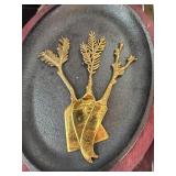 Three Gold-Tone Botanical Spreaders