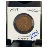 1933 Lincoln Wheat Penny in VG/Fine Condition