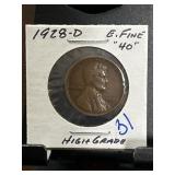 1928-D Lincoln Wheat Cent EF40