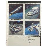 1988 US Airmail 45c Block of 4 Stamps