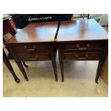 Wooden Two-Drawer End Tables