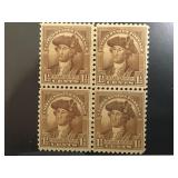 1932 Washington Bicentennial Block of Four Stamps