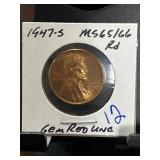 1947-S Lincoln Wheat Penny Gem Red UNC