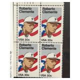 1984 Roberto Clemente USA 20c Stamp Block