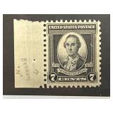 1932 US 7-Cent Washington Stamp with Plate Flaw