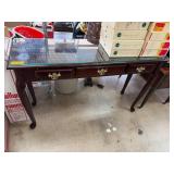 Wood Console Table With Glass Top and Drawers
