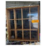 Wooden Display Case with Glass Panel and Dividers
