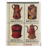 1979 Folk Art 15c Stamp Block Mint NH Set