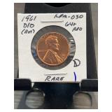 1961 Lincoln Cent D/D RPM-030 Die Variety