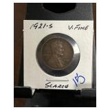 1921-S Lincoln Wheat Cent, Very Fine Condition