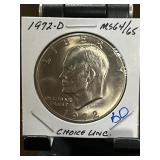 1972-D Eisenhower Dollar, MS64/65 Choice Unc.
