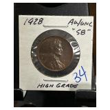 1928 Lincoln Wheat Cent AU/UNC Grade