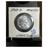 1943-D Choice Lincoln Cent MS64/65