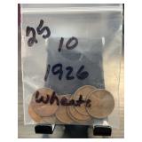 1926 Wheat Penny Lot of 10