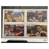 1997 Football Coaches Stamp Plate Block Set