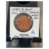 1982-D Lincoln Cent Zinc Error Coin