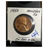 1950 Lincoln Wheat Cent MS63/64 Red