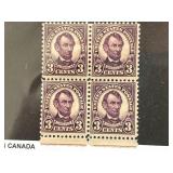 US 3-Cent Lincoln Stamp Block #635, Mint