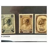1937 Belgium Semi-Postal Stamp Set of 3