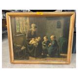 Framed Artwork Depicting Domestic Scene
