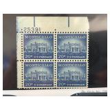1956 Monticello 20ï¿½ Plate Block MNH