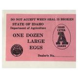 Early Idaho Egg Revenue Tax Stamp