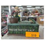 Cast Iron Mechanical Bank with Fishing Theme