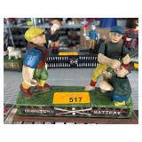 Cast Iron Hometown Battery Baseball Mechanical Ban