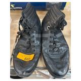 Black Leather High-Top Shoes with Lace-Up Closure