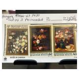 Three Hungary Stamps with Floral Art