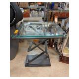Glass-Top Metal Base Accent Table