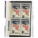 US #1249 Register and Vote Mint Block of Four