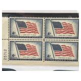 Block of 4 U.S. 4ï¿½ Flag Postage Stamps