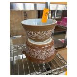 Pyrex Brown Floral Mixing Bowls Woodland