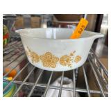 Pyrex White Dish with Butterfly Gold Pattern